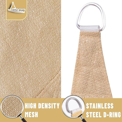 LOVE STORY Custom Size 15'x15'x21.2' Sand Sun Shade Sail Right Triangle Sunhsade Fabric Awning Canopy for Patio Backyard Carport Pergola (Customized)
