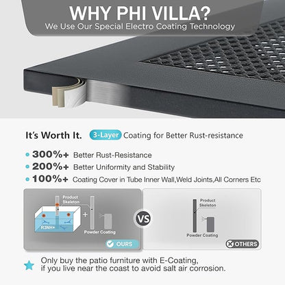 PHI VILLA 37 Inch Outdoor Dining Table Metal Steel Mesh Patio Dining Table Umbrella Table with 1.57" Umbrella Hole (Mesh)