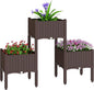 Outsunny Plastic Raised Garden Bed with Legs, Self Watering Elevated Planter Boxes with Drainage Holes and Plugs, Easy Assembly Outdoor Planter Box for Patio Yard Balcony, Vegetables, Flowers, Herbs