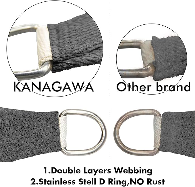 KANAGAWA 6'X10' Dark Gray Custom Size Sun Shade Sail Rectangle UV Block Canopy Cover for Patio Backyard Lawn Garden Outdoor (Customized Available)