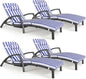 Chaise Lounge Chairs Outdoor Set of 4, Comfy Outside Wicker Patio Pool Lounge Chair w/ 5 Adjustable Back Angle, Cup Holder, Thicken Cushion