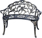 JARDIN DE CENTENNIAL Patio Garden Bench Metal Park Bench Cast Aluminum Outdoor Furniture with Floral Rose for Patio,Park,Lawn,Yard (Copper)