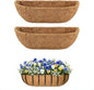 2 Pcs 36 Inch Trough Coco Liner for Window Box, 100% Natural Half Moon Coconut Coir Planter, Replaceable Coconut Fiber Liner for Window Boxes & Fence Flower Baskets (2, 36 inch)