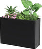Tall Metal Planter Box for Outdoor Plants 30" L x 12" W x 24" H, Heavy Duty Steel Large Planter Box with Removable Insert Shelf, Modern Décor for Tall Plants, Trees, Flowers (Black)