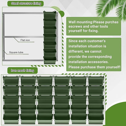 30 Set 60 Pocket Vertical Stackable Wall Planters Kit Outdoor Self Watering Plastic Planter Grow Hang Mount System for Strawberry Flower Vegetable Home Fence Balcony Wall Decor