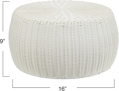 Resin Wicker Storage Stool or Side Table, White