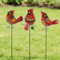 Decorative Garden Stakes,Set of 3 Cardinal Stained Glass Metal Yard Art,Waterproof Outdoor Decor Housewarming Present for Women Mom Grandma