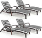 Chaise Lounge Chairs Outdoor Set of 4, Comfy Outside Wicker Patio Pool Lounge Chair w/ 5 Adjustable Back Angle, Cup Holder, Thicken Cushion