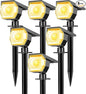 6 Pack Solar Spot Lights Outdoor, Solar Spotlights Outdoor Waterproof 2-in-1 Auto On/Off Landscape Lighting for Outside Yard Wall Garden Pathway(Warm White)