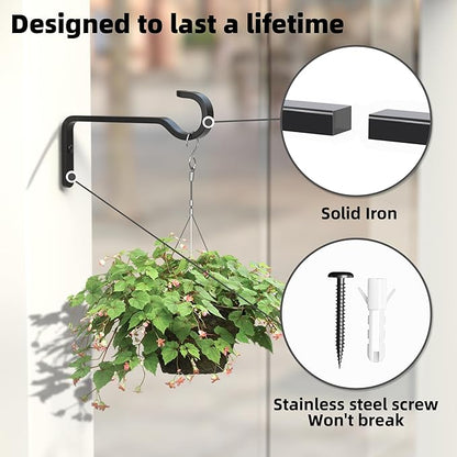 6 Inch 2 Pack Heavy Duty Outdoor Plant Hangers for Hanging Baskets, Iron Plant Brackets for Hanging Plants Outside, Metal Plant Hooks Plant Wall Hooks for Hanging Lantern, Bird Feeder