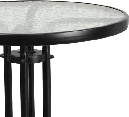 Flash Furniture Bellamy 23.75" Round Indoor/Outdoor Tempered Glass Metal Frame Side Table