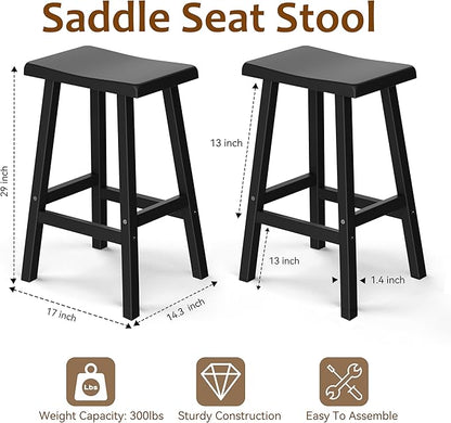 Bar Stools 29'' Outdoor Set of 2, Waterproof Modern Durable Resin Saddle Seat,Counter Stool Sturdy Modern Stylish, All-Weather Barstools for Patio, Balcony, or Kitchen Counter