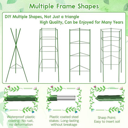 Riare 4 Pack 5.2 FT Tomato Cages for Garden- 63inches Heavy Duty Tomato Stakes and Supports, Adjustable Tall Tomato Plant Support Trellis for Pots, Raised Garden Bed, Climbing Vegetables Plants