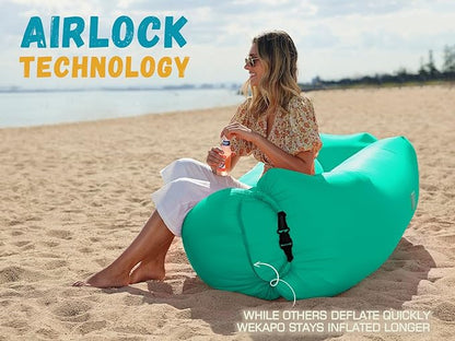 WEKAPO Inflatable Couch Air Lounger Chair - Camping & Beach Accessories, Portable Blow up Sofa for Hiking, Lawn, Indoor/Outdoor Movies & Music Festivals. Lightweight and Easy to Set Up Air Hammock
