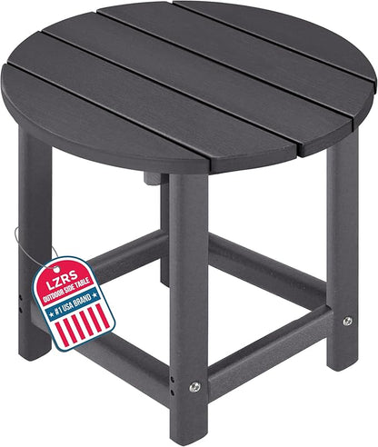 LZRS Round Adirondack Patio Side Table End Table, Outdoor Side Tables for Patio, Backyard,Pool, Indoor Companion, Easy Maintenance & Weather Resistant(Grey)