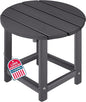 LZRS Round Adirondack Patio Side Table End Table, Outdoor Side Tables for Patio, Backyard,Pool, Indoor Companion, Easy Maintenance & Weather Resistant(Grey)