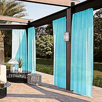 SpaceDresser Waterproof Outdoor Sheer Curtains for Patio - 4 Panels Rod Pocket Indoor Voile Sheer Curtain for Living Room,52W x 120L inch,Aqua