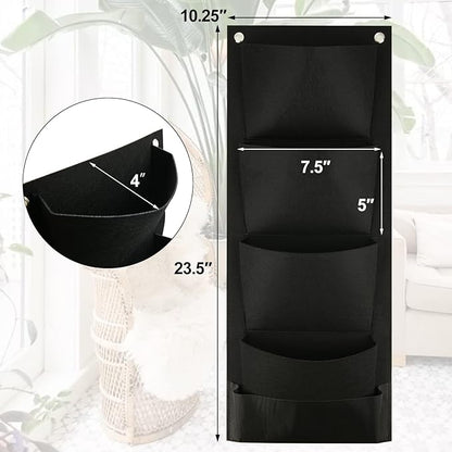Cosmos Hanging Wall Planter with 4 Pockets Vertical Garden Planter Wall Mounted Flower Pouch Plant Growing Bag Garden Tools Storage Bag for Outdoor Decor