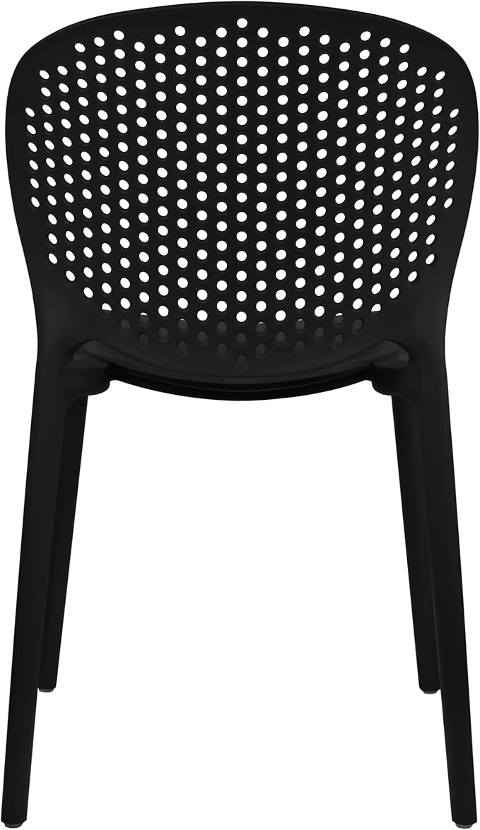 Patio Dining Chairs, Set of 2 Black Stackable Plastic Chairs