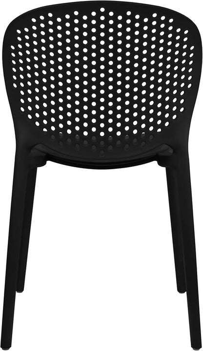 Patio Dining Chairs, Set of 2 Black Stackable Plastic Chairs