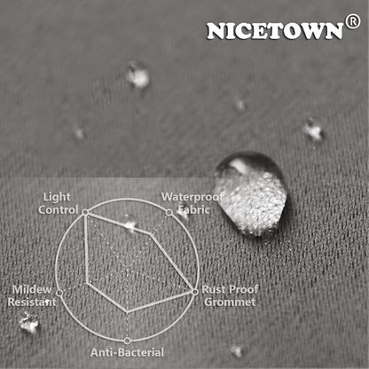 NICETOWN Patio Outdoor Curtain 120" Extra Wide Waterproof for Porch, Grommet Vertical Blinds Blackout Divider Drape for Outside Balcony/Lounge, Grey, 1 Panel, 108" Long