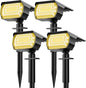 LANSOW Solar Spot Lights Outdoor, [4 Pack/76 LED] 2-in-1 Solar Landscape Spotlights, 3 Modes IP65 Waterproof Dusk to Dawn Solar Powered Flood Wall Lights for Outside Yard Garden Pathway(Warm White)