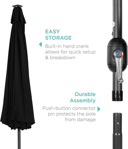 Best Choice Products 10ft Solar Polyester LED Lighted Patio Umbrella w/Tilt Adjustment and UV-Resistant Fabric