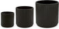 Amazon Basics Fluted Ceramic Round Planters with Drainage Hole, Indoor Outdoor Flower Pots, Assorted Sizes 6, 8, 10 inch, Set of 3, Black