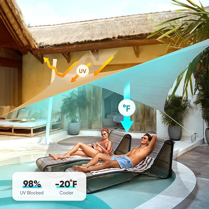 Quictent 20x26ft Sun Shade Sail for Patio, 185GSM Heavy Duty Rectangular Outdoor Sunshades UV Block Outside Canopy Cover for Backyard