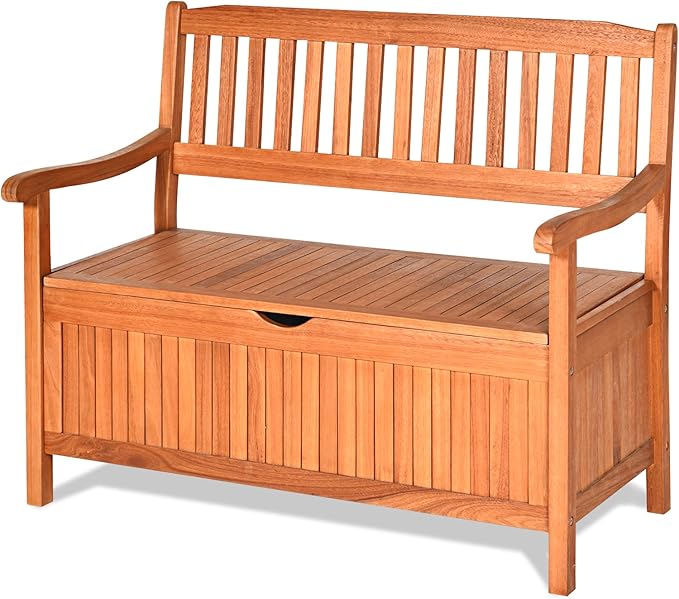 Storage Bench with Eucalyptus Frame, Removable Liner, Natural Finish