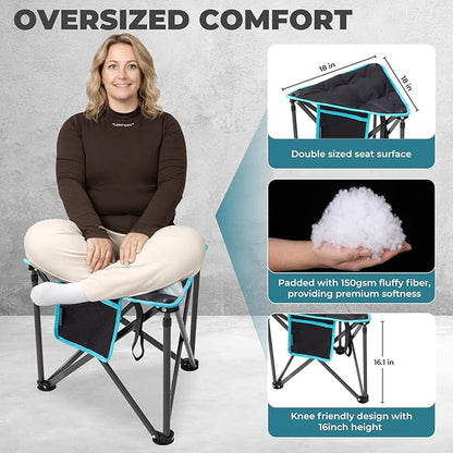 FUNDANGO Folding Tripod Stool, 2 Pack Lightweight Portable Fishing Chair with Thick Padded Seat, 440 Lbs Heavy Duty Outdoor Camping Chairs with Carry Bag for Walking Hunting Hiking Travel