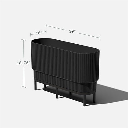 Veradek Demi Series Raised Long Planter for Indoor/Outdoor Use | Made from Plastic & Stone w/Wooden Stand | Modern Patio Décor for Flowers/Shrubs