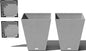 Veradek Nobleton Indoor/Outdoor Wide Square Planter (Light Grey, 22 inch - 2 Pack with 2 Saucer Trays)