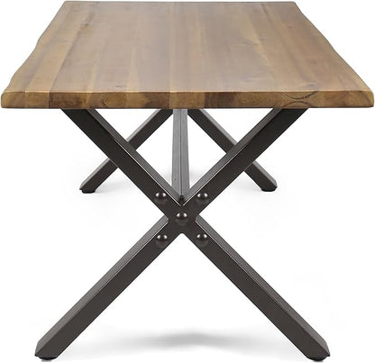 Christopher Knight Home Sanibel Outdoor Acacia Wood Coffee Table, Teak Finish / Rustic Metal,Black and Brown