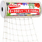 Trellis Netting 5 x 350 ft Heavy Duty Polyester Plant Support Netting White - 6 Inch Garden Rope Trellis on Roll - Mesh Twine for Growing Vine Climbing Plants, Flowers, Peas, and Tomatoes