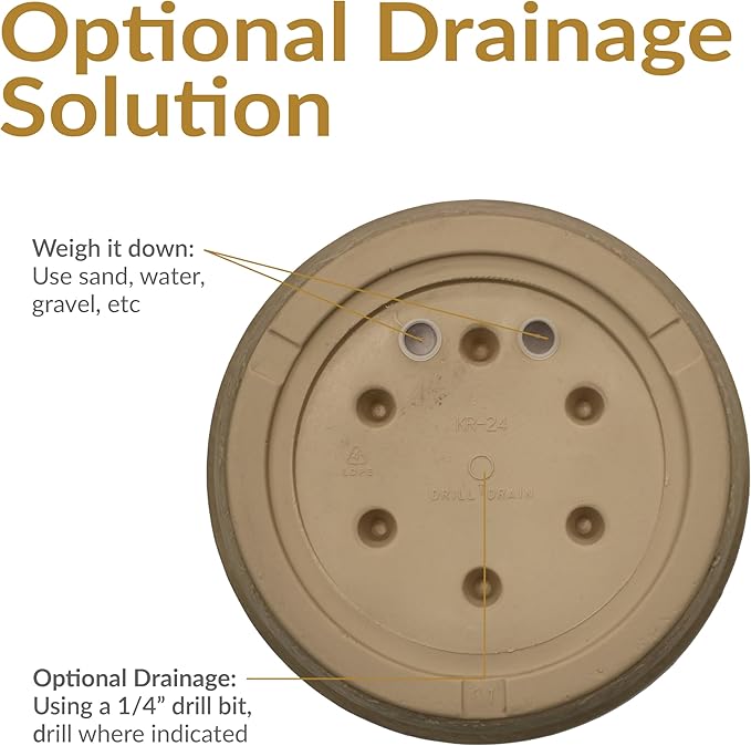 Sunnydaze 24-Inch Anjelica Large Plastic Pot for Plants - Outdoor Double-Walled Large Plastic Planter with Drillable Drainage Holes - Beige - 4pk