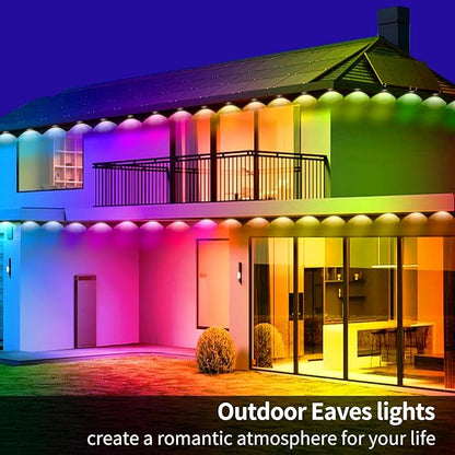 60ft Permanent Outdoor Light, RGB Outdoor eave Lights with APP & Remote Control,Music synchronisation IP67 Waterproof LED eave Light,Suitable for Party, Daily,Halloween,Christmas,Rooftop,Garden,Patio
