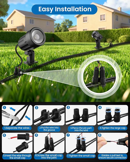 ZZXX 3W Low Voltage Landscape Lighting with Connectors LED Landscape Spotlights Waterproof Low Voltage Landscape Lights 2700K Warm White Spot Lights Outdoor for Tree Garden Yard Pathway, 4 Pack
