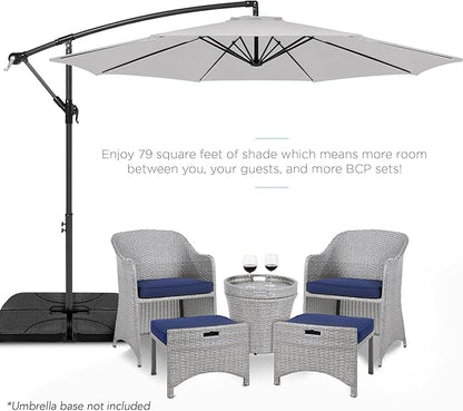 Best Choice Products 10ft Offset Cantilever Hanging Market Patio Umbrella, 8 Sturdy Ribs, Easy Adjustment - Fog Gray
