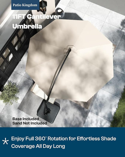 5-Piece White Outdoor Dining Set with White 11FT Large Patio Umbrella, 75.2'' HDPE Table & Chairs for 8, Weather-Resistant Furniture with Umbrella Hole for Patio, Lawn, Poolside