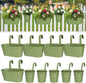 HowRU Metal Iron Flower Pots for Railing Fence Hanging Bucket Pots(5 Pcs) and Hanging Flower Pots Metal Iron Bucket Planter(10 Pcs) (Green)