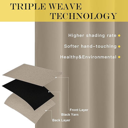 NICETOWN Blackout Room Darkening Window Curtain - Thermal Insulated Solid Grommet Blackout Patio Door Curtain/Drape for Living Room (Taupe, 1 Panel, 52 by 95-inch)