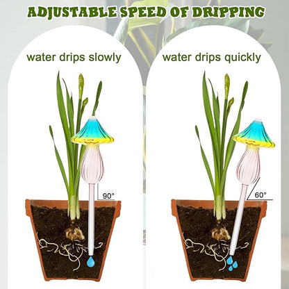 4 Pcs Plant Watering Globes Self Watering Planter Insert Glass Water Bulbs for Indoor and Outdoor Plants Mushroom Plant Watering Devices for Travel Vacation
