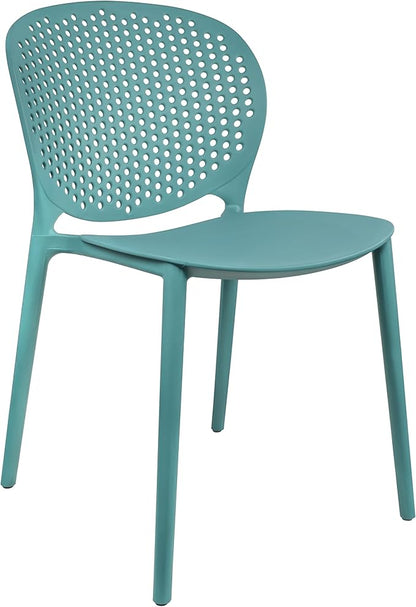 Patio Dining Chairs in Teal, Stackable Plastic, Set of 2