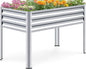 KING BIRD Large Raised Garden Bed with Legs Galvanized Elevated Planter Box 48×24×32 in for Backyard, Patio, Balcony, 400lb Capacity, Silver