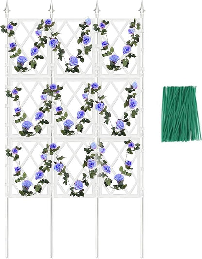 5.25FT Metal Pipe Trellis for Climbing Plants Outdoor, Garden Wall White Trellis with Garden Twist Tie, Support Tall Plant Fence for Ivy Vines Rose Flower