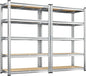REIBII Garage Shelving, 5 Tier Storage Shelves Load 2400LBS, Adjustable Garage Shelving Heavy Duty, Metal Shelves Unit with Waterproof Columns, 35.5" W x 11.9" D x 72" H, Galvanized, 2 Pack