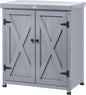 HABAU Outdoor Storage Cabinets Weatherproof for Patio, Garden Work Bench with Shelves & Metal Tabletop, Wooden Potting Table Workstation