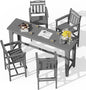 Ciokea Outdoor Bar Height Table Set of 5, 60" Extra Long Rectangle High Top Table and 4 Oversized Adirondack Chairs Set, Heavy-Duty All-Weather HDPE Patio Bar Set for Backyard Balcony Deck, Grey