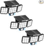 WdtPro Solar Lights Outdoor Flood Light 3 Pack, 3500LM Bright Motion Sensor Outdoor Lights, 3 Heads & Upgrade Glass Panel, LED Solar Powered Security Light Spotlights Waterproof for Outside Yard